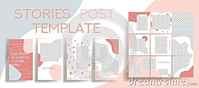 Set of instagram stories and post frame templates. Vector Illustration